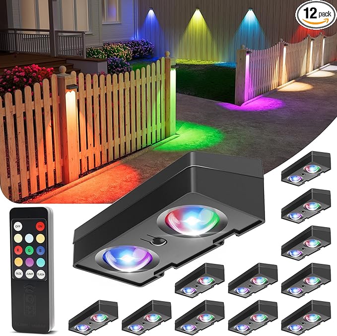 VOLISUN Solar Fence Lights with Remote Control, 50 Lumen LED Fence Lights Solar Powered, IP65 - Outdoor Path Light | Lumora