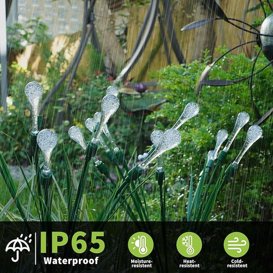 Solar Lights Outdoor Waterproof Upgraded Outdoor Solar Lights for Yard Patio Garden Decor, Solar Lights for Outside Gardening Supplies, Water Droplets Garden Lights Solar Powered Outdoor (2 Pack)