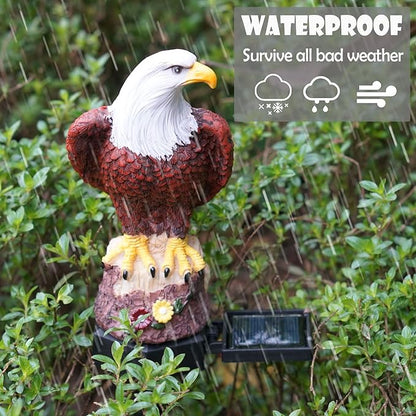 SmilingTown Solar Garden Lights Resin Warm White LED Figure Waterproof Decorations with Stake for Outdoor Yard Pathway Outside Patio Lawn Decor 2 Pack (Eagle)