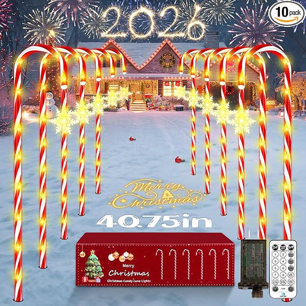 HELESIN Christmas Candy Cane Pathway Lights Outdoor 40.75in 110 LED Higher Christmas Candy Cane Lights with | Lumora