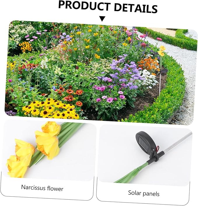 Totority Solar Narcissus Flower Led Lights Outdoor Solar Garden Path Lights Energy-Saving for Landscape