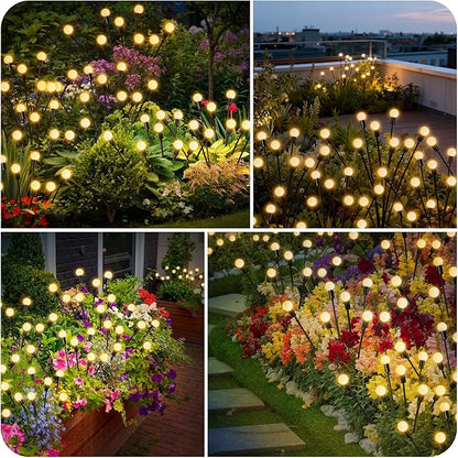 Solar Garden Lights, Solar Lights Outdoor, Firefly Light for Patio Decor,Yard Pathway Decoration, Warm White Lights (2 Pack-16 LEDs)