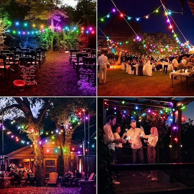 Solar Powered Crystal Ball Lights - 8 Modes, 7M/24Ft, 50 LED, Waterproof for Outdoor Patio, Garden, Yard & Wedding Decoration (Multi-color)
