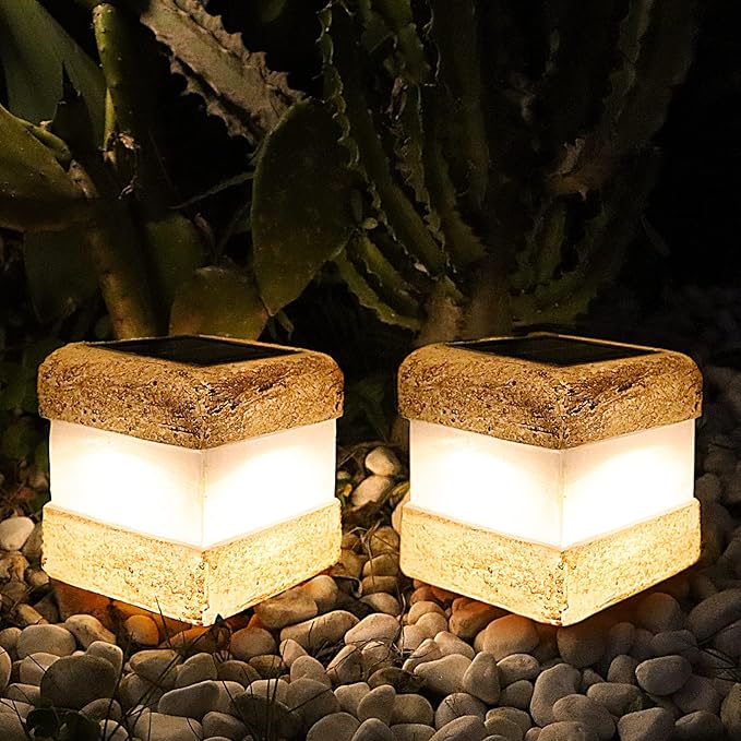Larekook 2 Pack Solar Rock Light Christmas Decorations Outdoor,Solar Lights Outdoor Waterproof Fake Rock Garden Statue with LED Light for Lawn Landscape Pathway Yard Decor,Garden Gift for Women(Brown)
