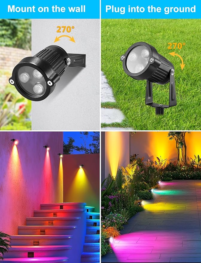 OurLeeme Lawn Flood Light Stake, 2-in-1 Waterproof Outdoor Remote controlle Landscape Lighting Spotlight Wall Light | Lumora