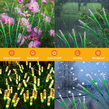 Swaying Solar Garden Lights - Outdoor Waterproof, Upgraded Solar Firefly Lights, Warm White (2-Pack)