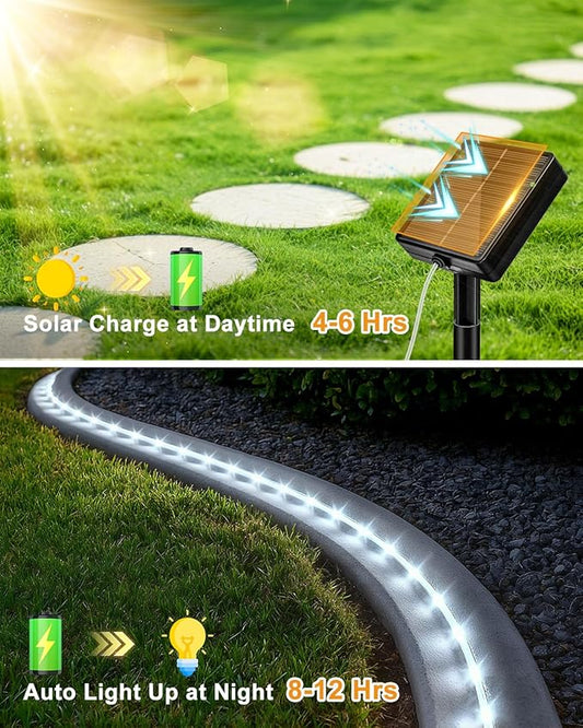 btfarm Solar Rope Lights Outdoor, 120LED 46FT Solar String Lights Outside Waterproof, 8 Lighting Modes Tree Tube Fairy Light Solar Powered for Garden Christmas Yard Party Decorations, Cool White