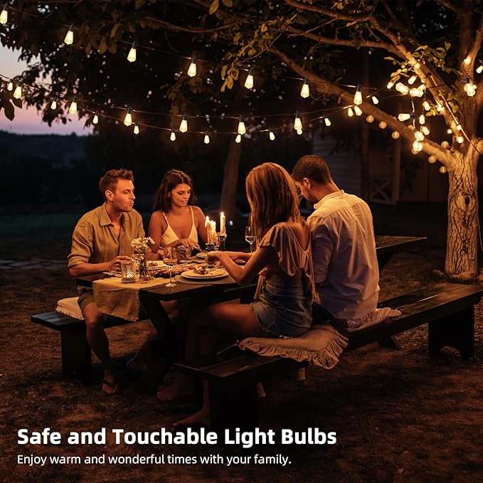 FOOMAN LED Outdoor String Lights, 50FT Outside Waterproof Patio Lights with 25+2 Shatterproof ST38 Edison Bulbs | Lumora