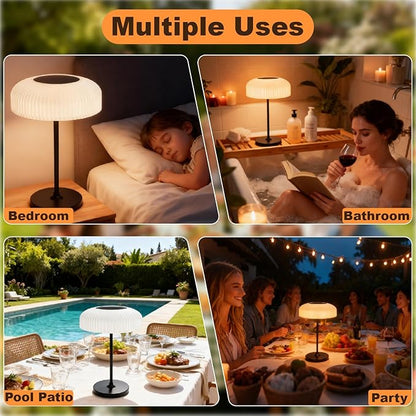 Solar Outdoor Table Lamp - Waterproof Shower Lamps with Light Sensor, Touch Dimmable Cordless Table Lamp Rechargeable for Garden Patio Bathroom Bedroom, lámpara de escritorio