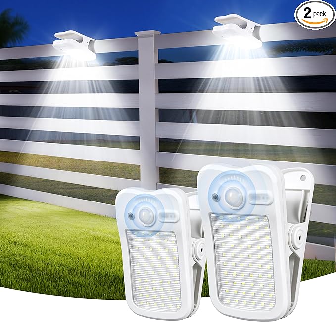 Clip on Solar Lights for Fence, 3 Modes Solar Motion Lights Outdoor Waterproof, 60LEDs 500LM Portable Security | Lumora