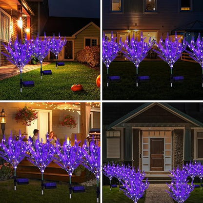 6 Pack Lavender Solar Garden Lights – Outdoor Waterproof Solar Flowers with LED, Solar Powered Garden Décor for Pathway, Yard, Patio, Lawn, Halloween & Seasonal Decoratio