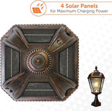 Gama Sonic Outdoor Solar Post Light with Pier Base, Brushed Bronze Finish Aluminum and Rain Glass, Royal Bulb 150 | Lumora