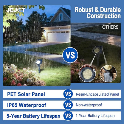 Solar Lights Outdoor Waterproof IP65,6500K Super Bright LED,2 Lighting Modes, Solar Powered Yard Garden Solar Spot Lights for Flag Landscape Auto On/Off-2 Pack
