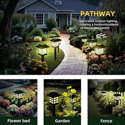 Anern Solar Pathway Lights Outdoor, 4 Pack Waterproof LED Walkway Landscape Light - Provides 6-12 Hours Illumination for Garden, Yard, Patio, Driveway & Landscape Lighting (Warm White)