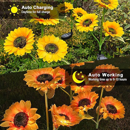 Solar Lights Outdoor Decorative, Upgraded 2 Pack with 6 Solar Sunflower Lights, Waterproof Outdoor Garden Decor, Auto On/Off Solar Lights for Patio, Yard & Pathway Decor