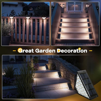 Solar Step Lights for Outside, Solar Stair Lights Outdoor Waterproof, Deck Step Lights for Fence, Patio, Yard, Porch, Front Door, Sidewalk, Garden, Patio Decor (12, Cool White)