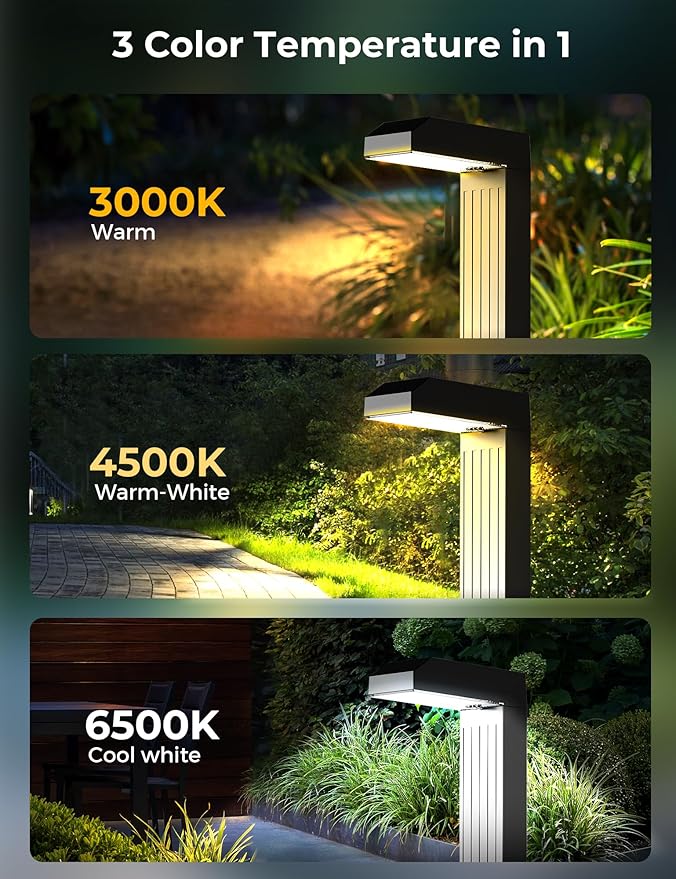 3 Color in 1 Solar Pathway Lights Outdoor 8Pack + Modern Solar Pathway Lights Warm White 8Pack