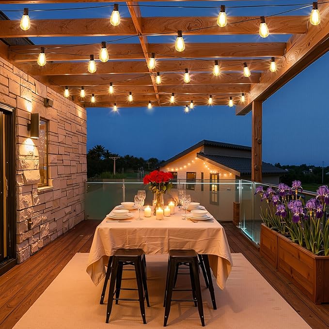 150FT(2x75FT) LED Outdoor String Lights S11 Dimmable Patio Light, with 44+3 Waterproof Shatterproof Edison 2700K | Lumora
