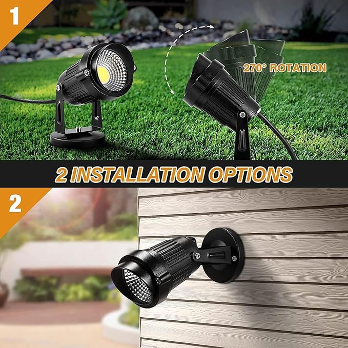HANNAHONG 5W AC120V Landscape Up Down Spot-Light with Spiked Stand and Base, COB LED for Lawn Garden | Lumora