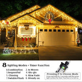 Icicle lights Outdoor - 33ft Christmas Lights with 400LED 75 Drops 8 Modes, Plug in Curtain String Lights | Lumora