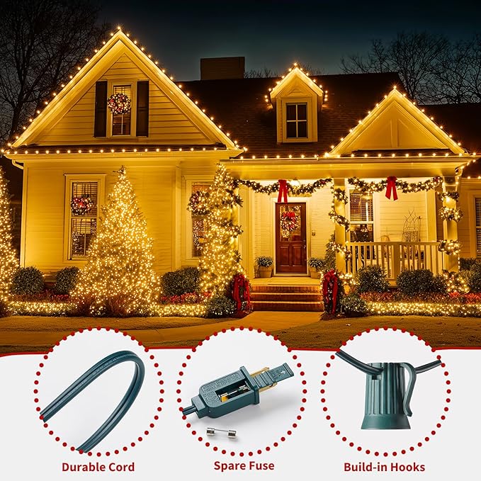 Brightown C9 Clear Christmas String Lights - Outdoor Christmas Tree Lights String - Hanging Christmas Roofline | Lumora