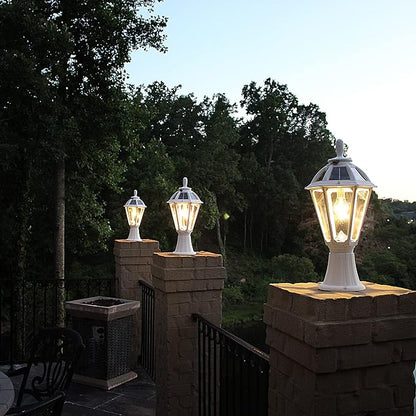 Gama Sonic Polaris Solar Light with GS Solar Light Bulb – Wall/Pier/3″ Fitter Mounts (178233), White Finish