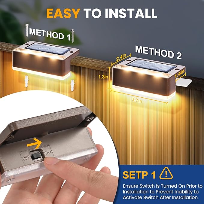SOLPEX Solar Fence Lights, Solar Deck Lights Outdoor Waterproof for Step, Stair, Balcony,Front Porch,Garden | Lumora