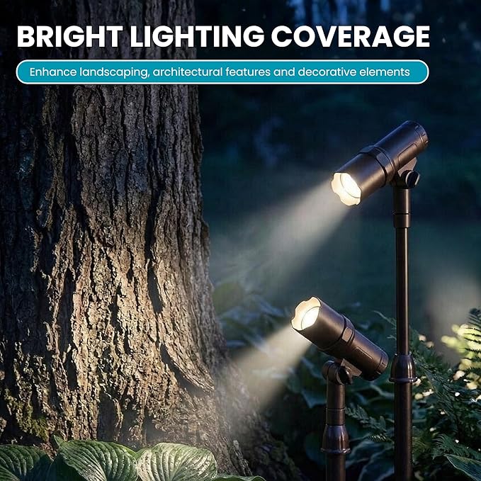 Energizer Solar-Powered Garden Lights - 2 Pack Oil Rubbed Bronze LED Spotlight with Smart Focus & 100 Lumen Output, Waterproof & Easy to Install Solar Landscaping Lights for Lawn & Patio Decorations