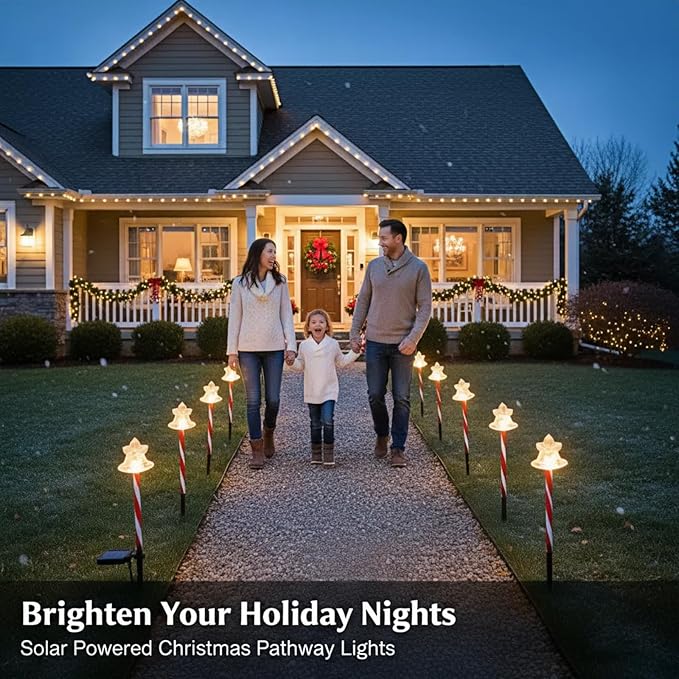 Solar Christmas Pathway Lights - 5 Designs (Star, Snowflake, Santa, Bell), Auto On/Off, Waterproof Warm White LED | Lumora