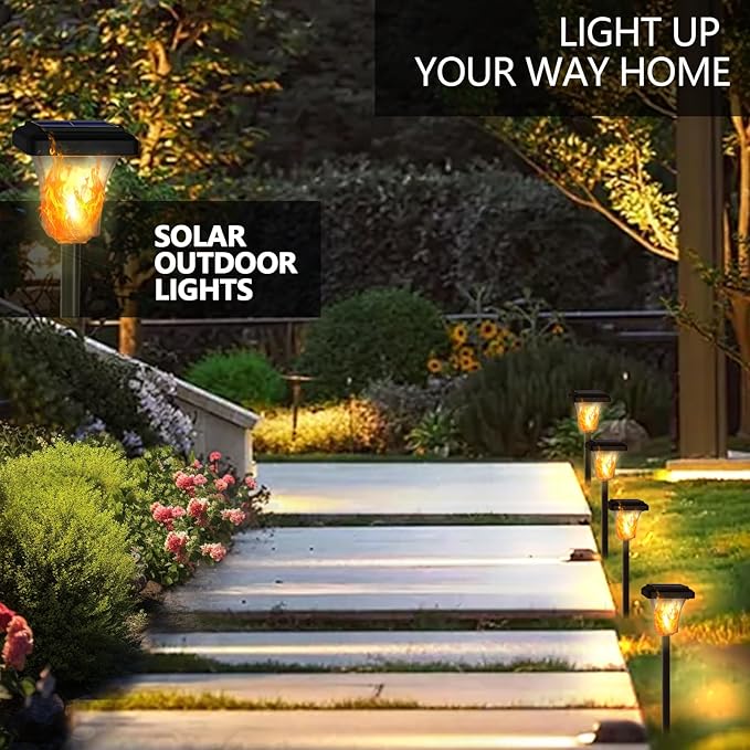 Swingers Solar Lights Outdoor,with Upgraded 2nd-gen Flame tech,LED Solar Torch Lights with Flickering Flame,Waterproof Outdoor Garden Light for Christmas, Garden, Landscape, Path, Yard, Patio (4)