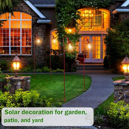 Solar Lights Outdoor Decorative Solar Retro Metal Lantern Yard Stake Decorative Path Light for Walkway Pathway Lawn Patio Yard Decorations Red 2 Pack