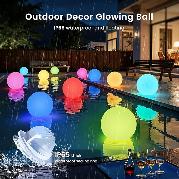 LOFTEK Floating Pool Lights - 6-inch Cordless Ball Light with Remote - 3 Modes & 16 RGB Color - Outdoor Path Light | Lumora