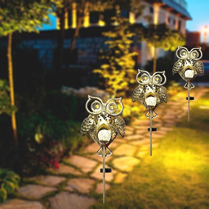 Owl Light for Garden Decor - Waterproof Pathway Stakes, Outdoor Lawn Patio Lights, Unique Yard Gift for Family