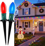 C9 Christmas Lights Outdoor, 2 Packs Total 51.4 Ft Christmas Pathway Lights with 40 LED Bulbs and Stakes, Outdoor | Lumora