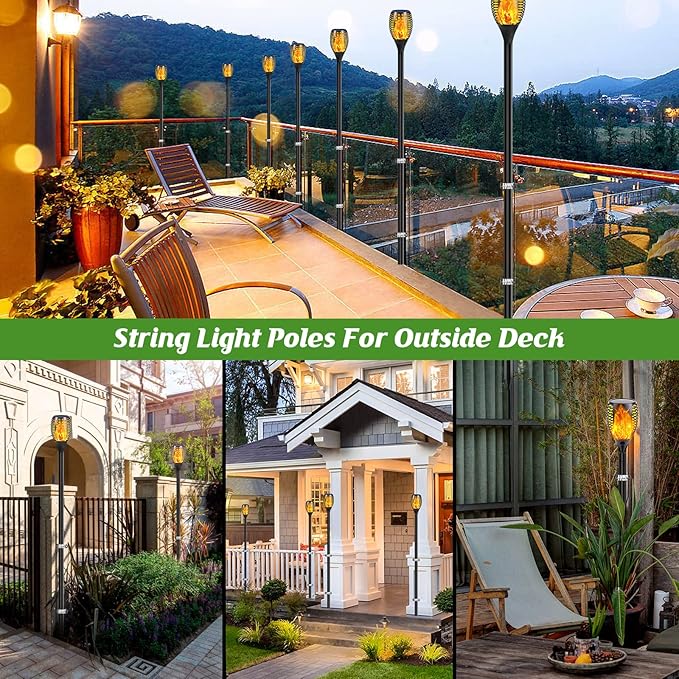 ZOOHAR Outdoor Light Pole Extension Kit - 55"/4.6FT Stainless Steel Solar Light Height Enhancement Pole with Plastic Stakes, Saddle Clamp & Expansion Screws, Fits 0.7-0.95in Diameter (2 Sets)