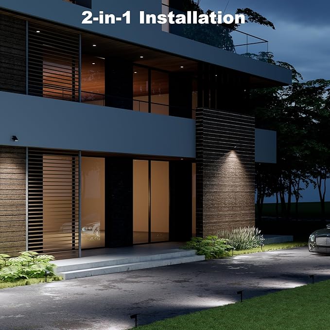 Solar Spot Lights Outdoor Waterproof IP65, 3 Lighting Modes Solar Outdoor Lights for Garden Yard Outside Landscape, 4 Pack
