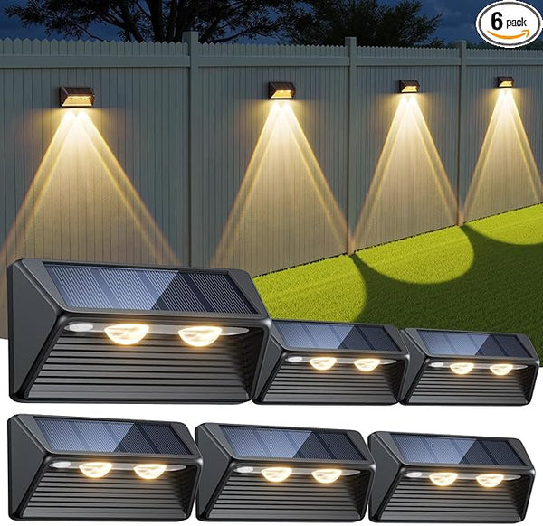 WdtPro Solar Fence Lights Outdoor - 3500K/6000K 2 Modes, Super Bright Lens LED Fence Lights Solar Powered, IP65 | Lumora