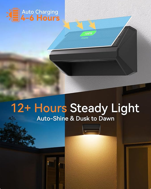 Solar Fence Lights Outdoor, 2 Pack Ultra-Bright 100 Lumens Fence Lights Solar Powered, IP65 Waterproof, 9 Color Modes, 12+ Hours Lighting Decor for Backyard/Patio/Deck/Wall/Pool