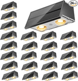 NIORSUN Solar Fence Lights,24 Pack Wall Lights Waterproof,Led Outdoor Lights 3000K/4500K/6000K+ RGB Up & Down Deck | Lumora