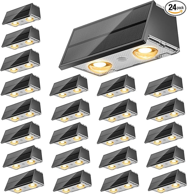 NIORSUN Solar Fence Lights,24 Pack Wall Lights Waterproof,Led Outdoor Lights 3000K/4500K/6000K+ RGB Up & Down Deck | Lumora