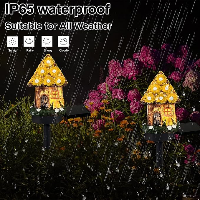 Mushroom Solar Lights Outdoor, Waterproof Fairy Houses Light Mushroom Garden Decor Decorative Solar Powered Garden Stake Lights for Outside Lawn Walkway Patio Yard (Yellow)