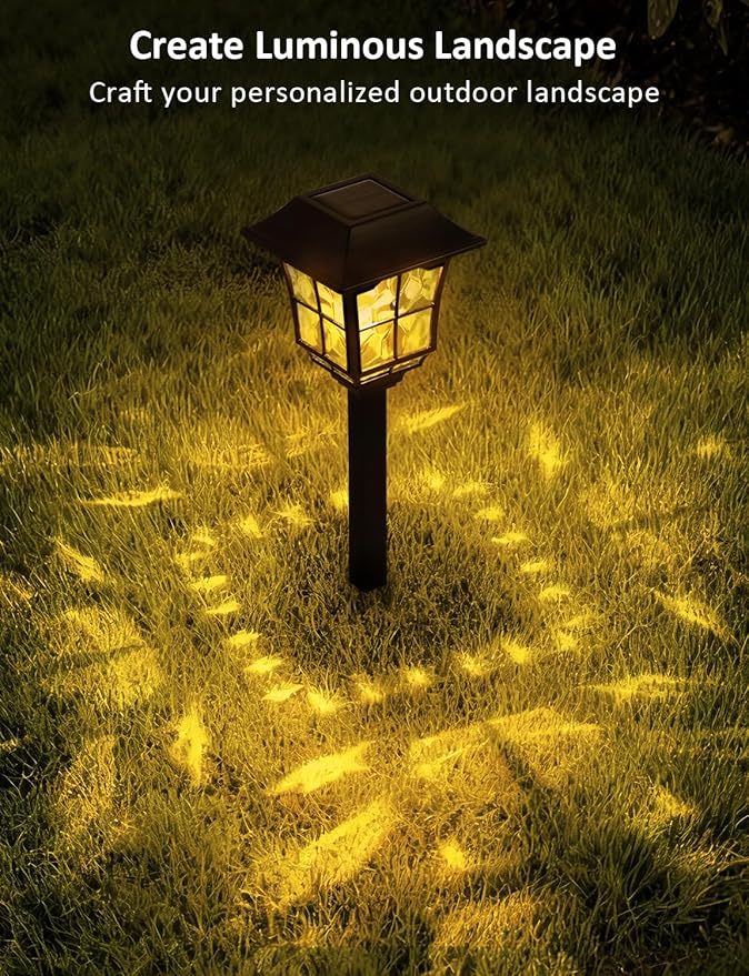 Solar Pathway Lights Outdoor, 8 Pack Waterproof Solar Powered Garden Light, 3000K Warm White LED, Path Landscape Lighting, Auto On/Off, Outside Decor Lights for Garden, Yard, Walkway, Driveway, Lawn