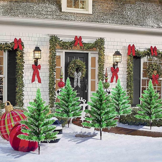 Homeleo 6-Pack Solar Small Christmas Trees for Outdoor Decorations, 120 LED Artificial Prelit Christmas Tree, Solar | Lumora