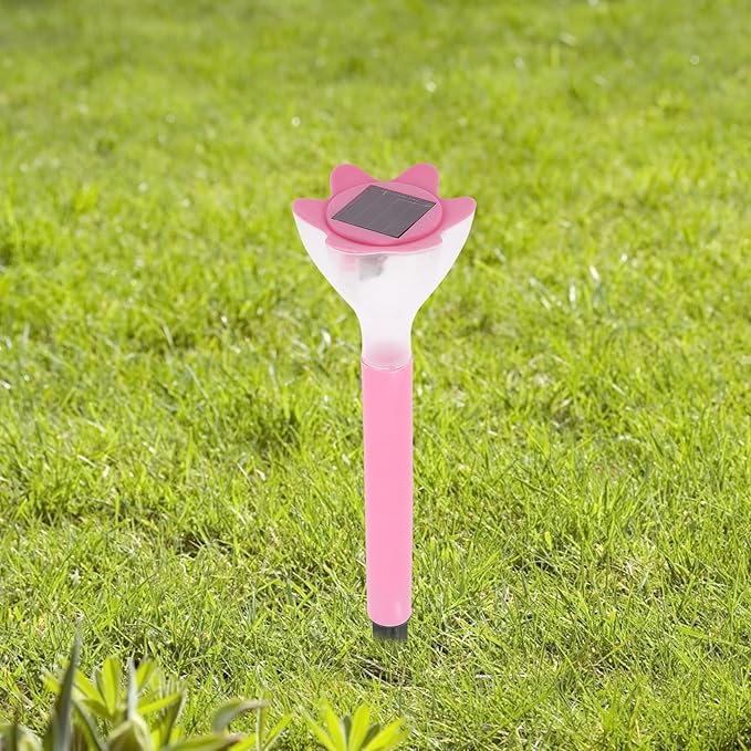 BESPORTBLE 2pcs Solar Pathway Lights Pink Solar Flower Garden Stakes Outdoor Decorative Lawn and Patio Powered Landscape Lighting