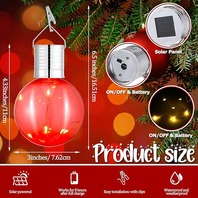 10 Pcs Christmas C9 Solar Light Bulbs Jumbo Hanging LED Light Bulb with Clip Waterproof Outdoor Garden Hanging | Lumora