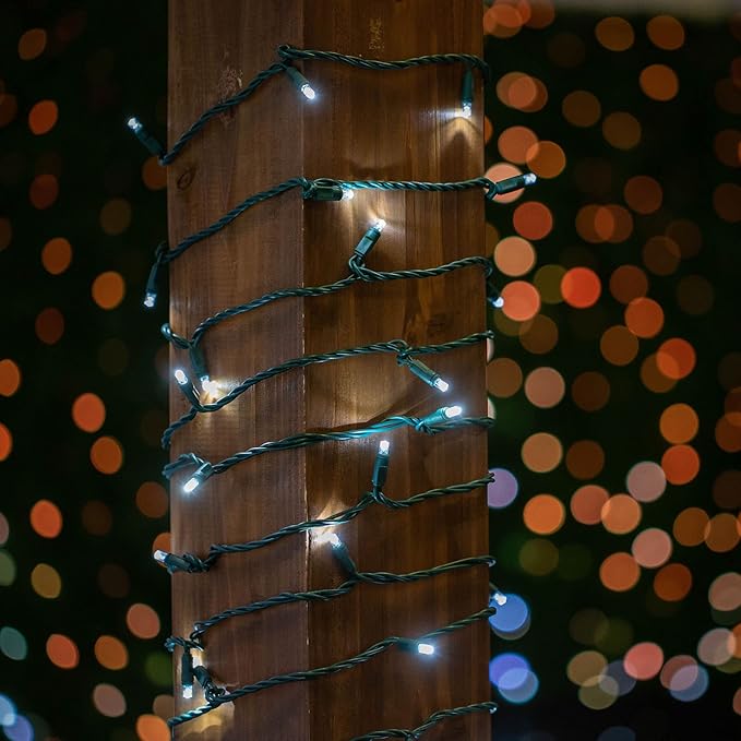 Novelty Lights 25ft 50 LED Pure White Christmas Lights Outdoor/Indoor, 6" Spacing, Green Wire String Lights for | Lumora
