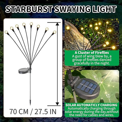 YAKii Solar Garden Lights Outdoor Waterproof, 4 Packs 32LED Firefly Swaying Light,Upgraded Outdoor Decor Lights for Yard Patio Pathway Lawn, Unique Gifts for Women Christmas Decoration,Warm White