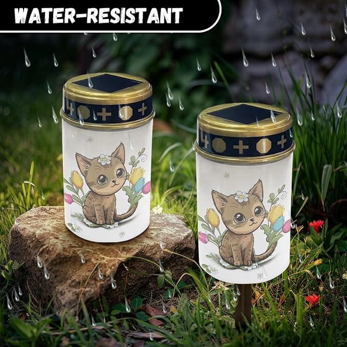 Cute Cat Outdoor Stake Lights Solar Warm White Lights for Yard Patio Waterproof Pathway Lights Flameless Garden | Lumora