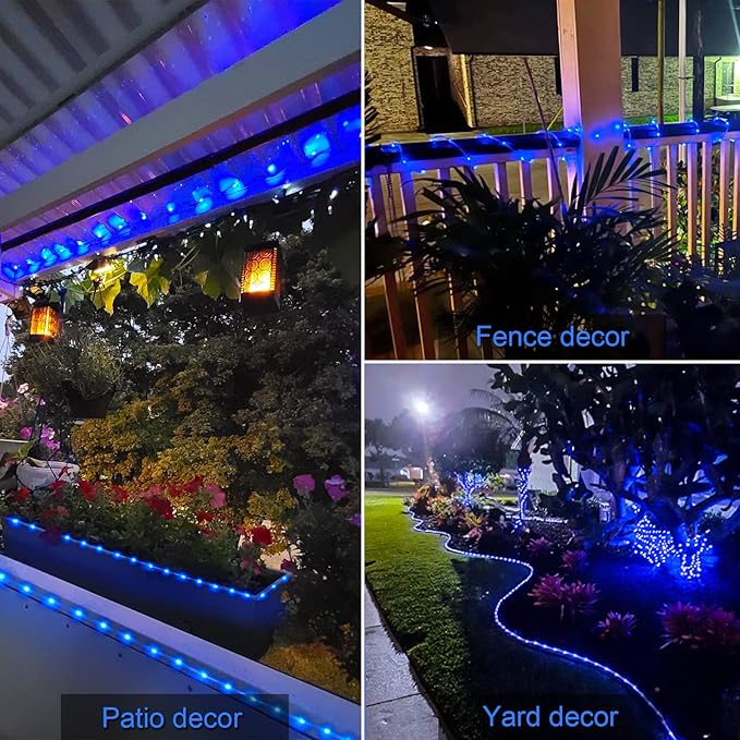 JMEXSUSS 120 LED Solar Rope Lights,39.4ft 8 Modes Solar Rope Lights Outdoor Waterproof, Outdoor Solar Fairy Lights | Lumora