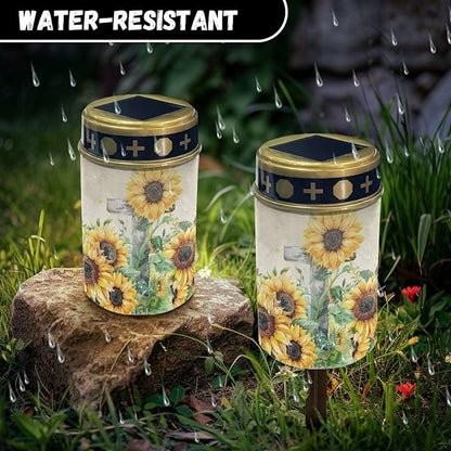Solar Garden Lights Outdoor Sunflower Cross Waterproof Decorative Solar Lights Outdoor Solar Lights for Garden Yard Patio Lawn Outdoor Decor, Gifts for Dad,Mother,Grandma